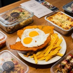 Milanesa a la caballo con Fritas